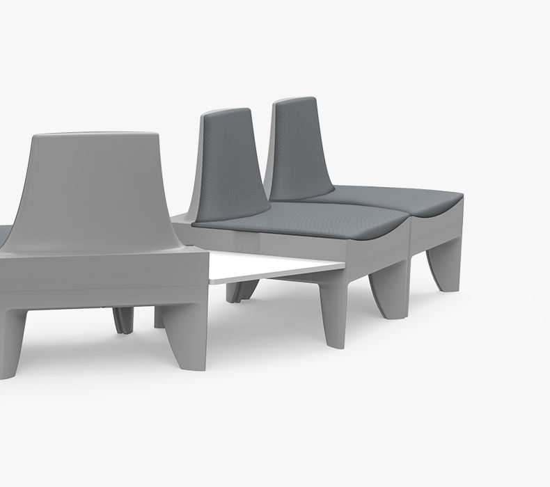 SoCo Wedge Table and SoCo Seats with Backs