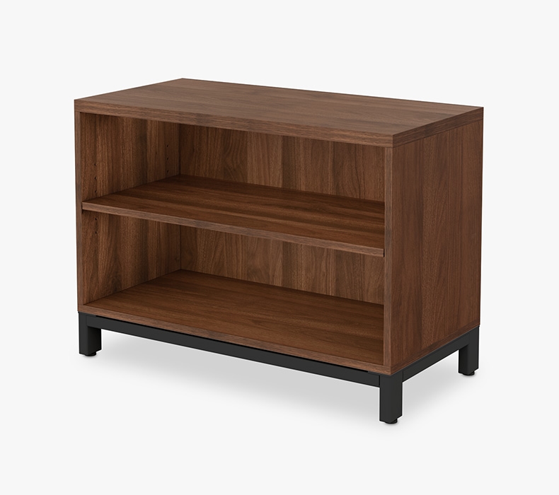 Walnut MoPac Open Cabinet with black base