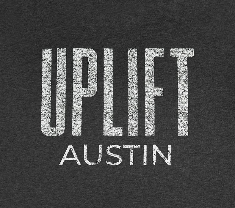 A closeup of the Austin Long Sleeve T-Shirt design