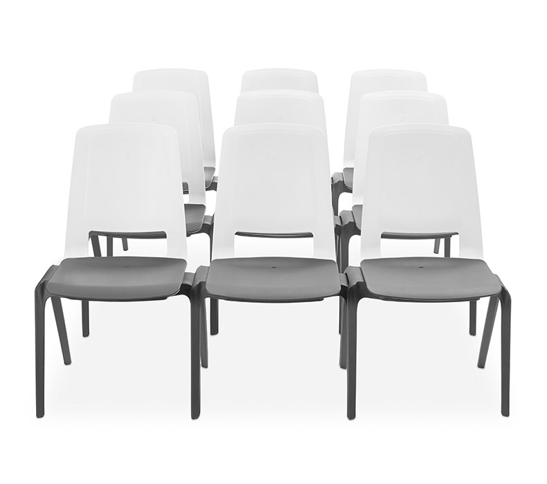 A group of interlocked Flex Chairs in multiple rows