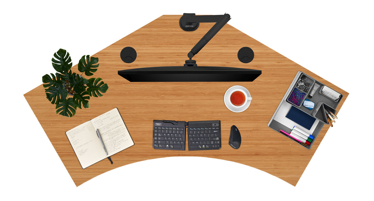 120-degree desktop in bamboo.