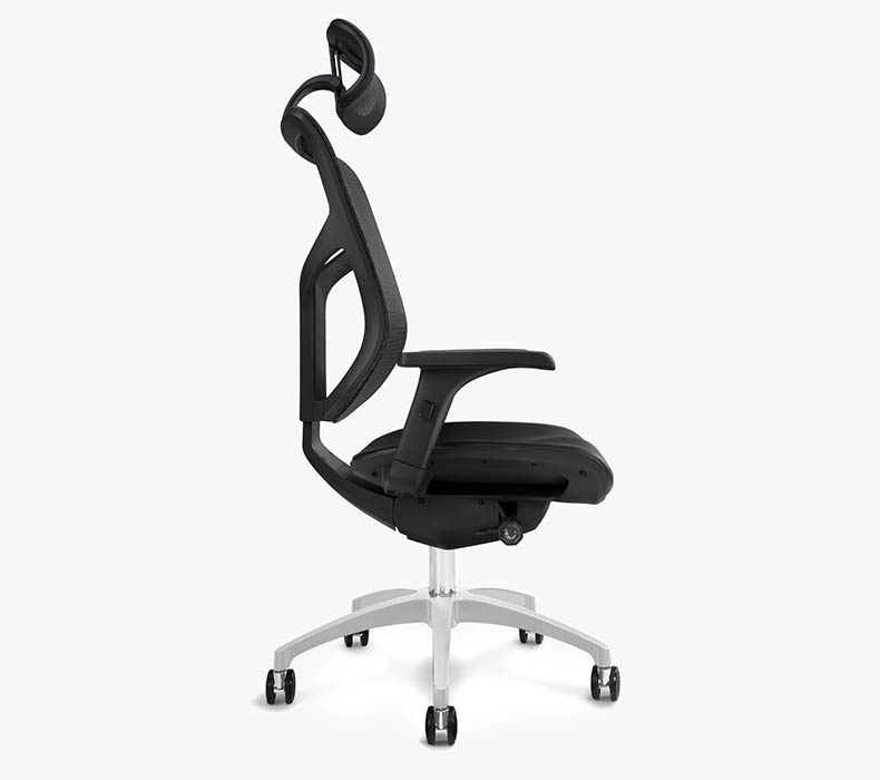 A side profile view of the J3 Ergonomic Chair by UPLIFT Desk