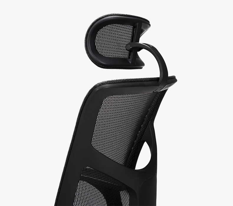 A close-up of the breathable mesh back and headrest of a J3 Ergonomic Chair