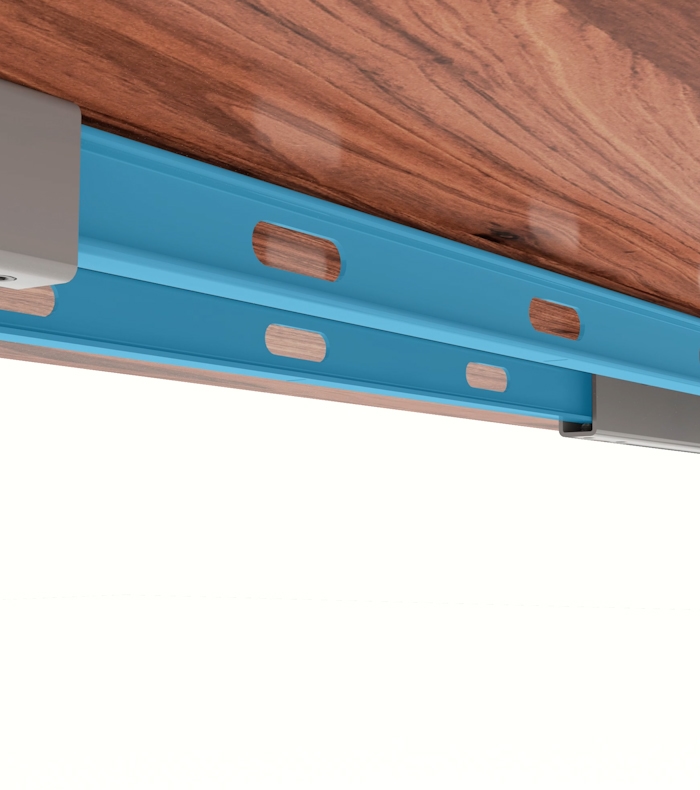 Image highlighting the Crossbar Rails of the Uplift Standing Desk. 