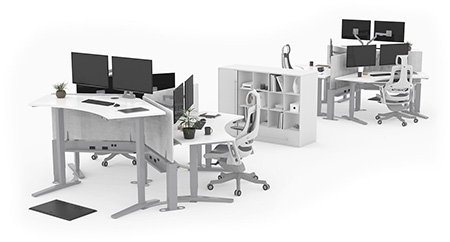 Office setup with the UPLIFT 120-Degree Standing Desks