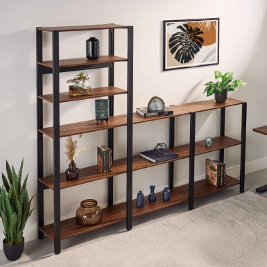Sequence Shelves system against a wall displaying items