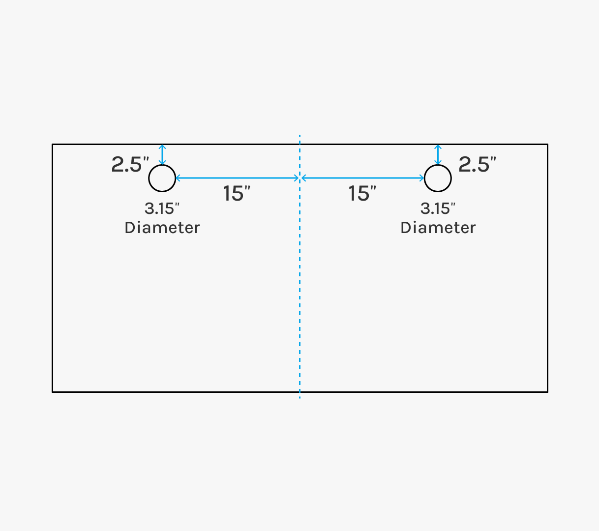 An infographic with desktop grommet hole dimensions
