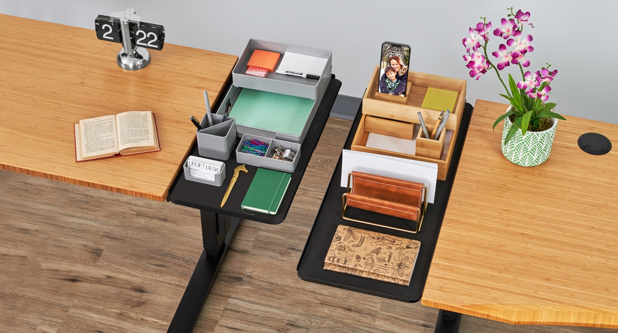 Desk Extensions make a perfect home for the Desk Organizer Set