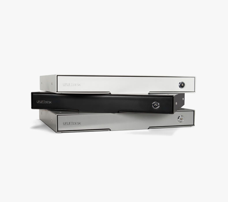 The Slim Desk Drawer in Black, Gray, and White