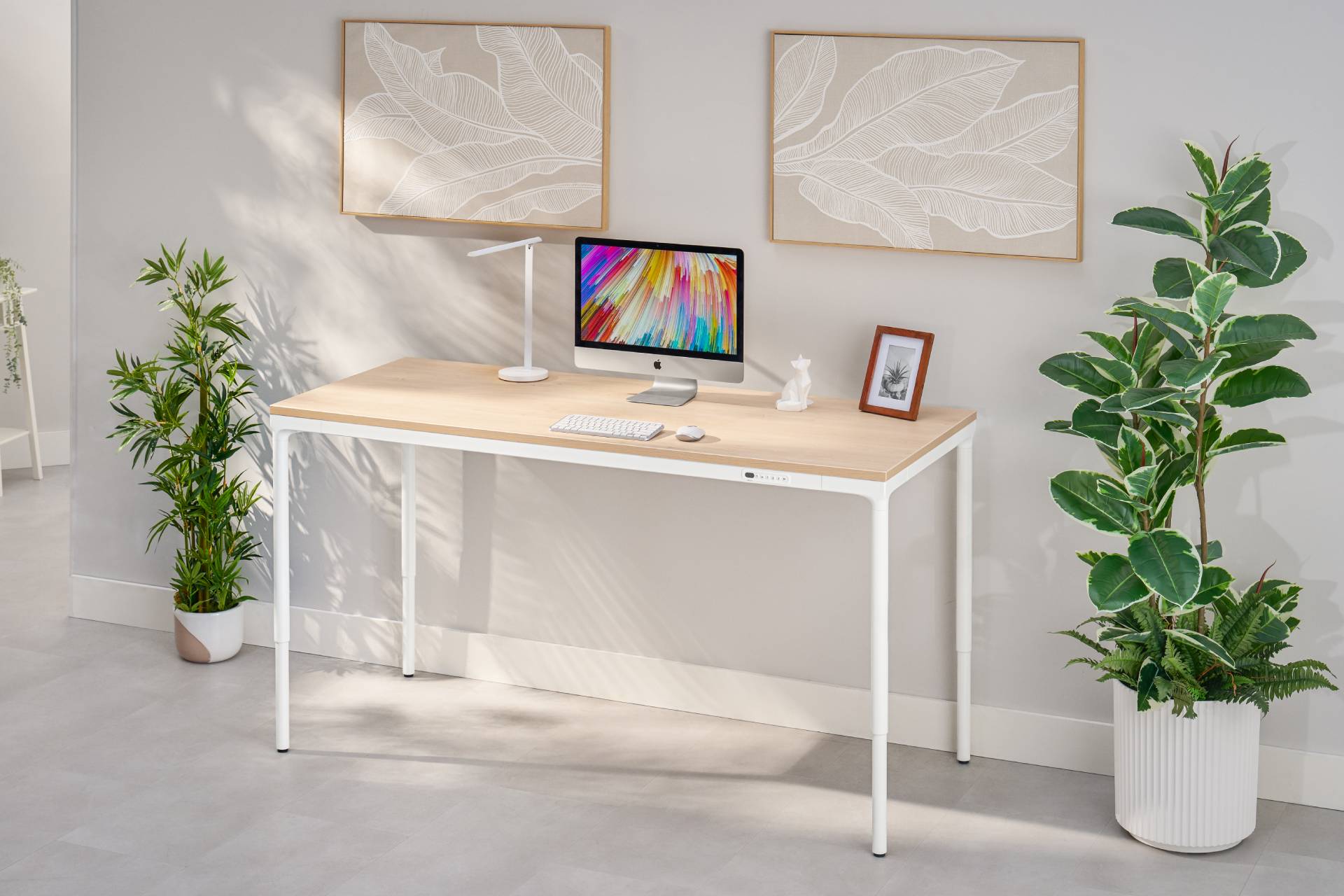 Parsons Standing Desk shown in a small home office