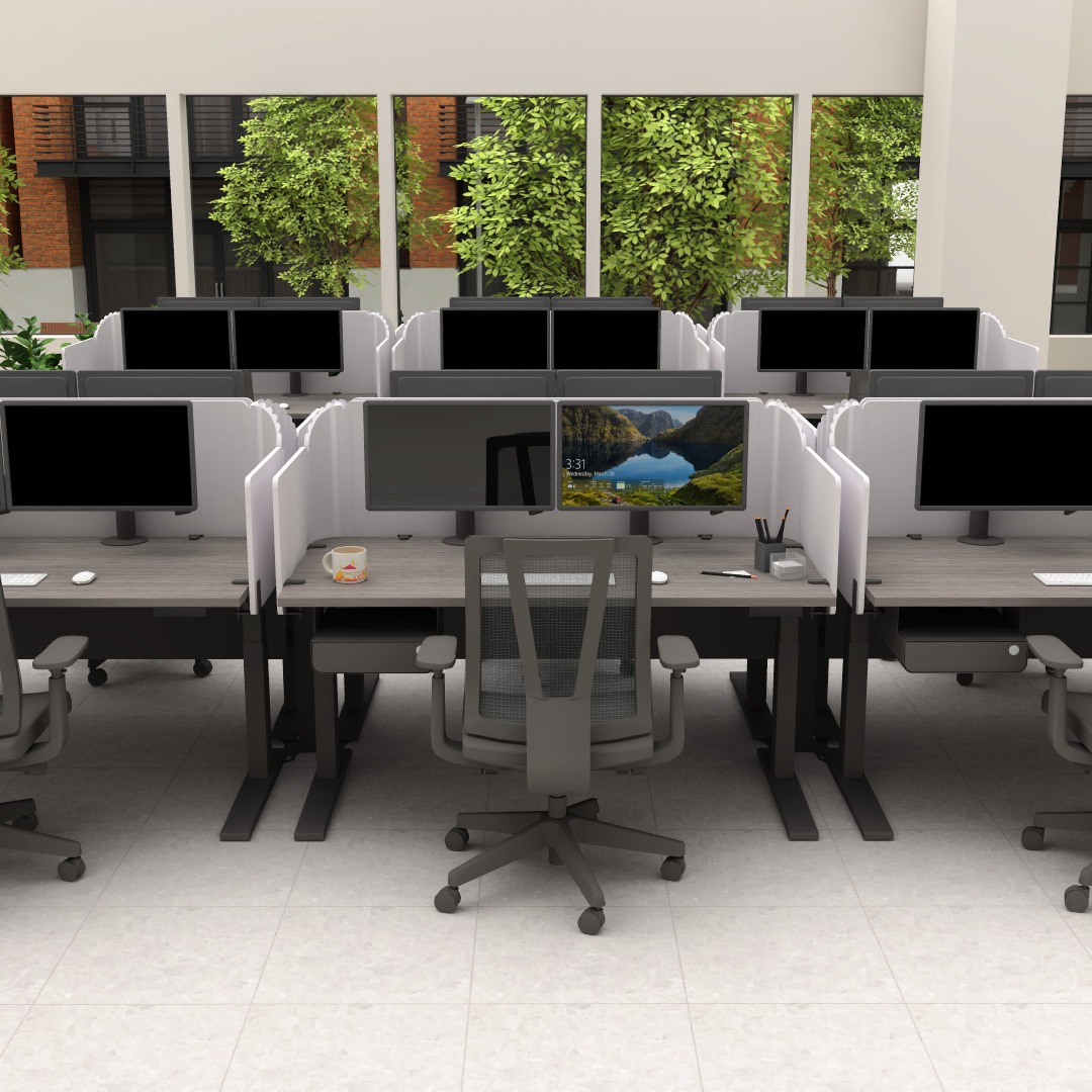 Office design by UPLIFT Desk with standing desks, clarksville ergonomic chairs and privacy panels