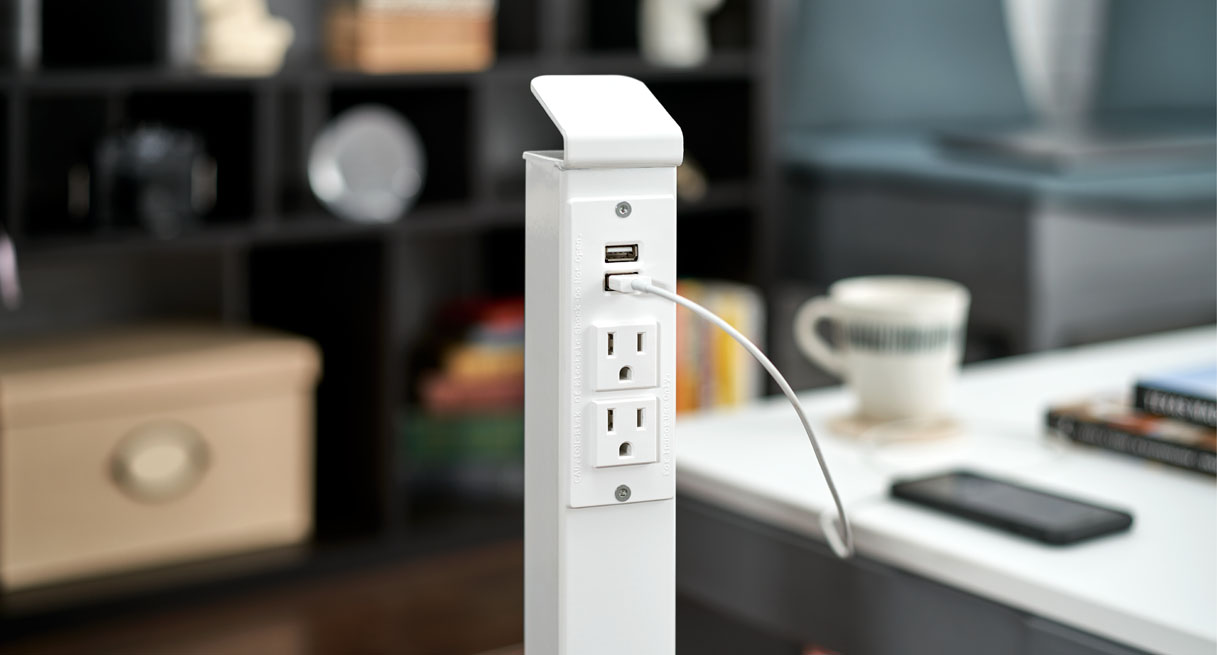 Power Tower with phone charging from USB power strip