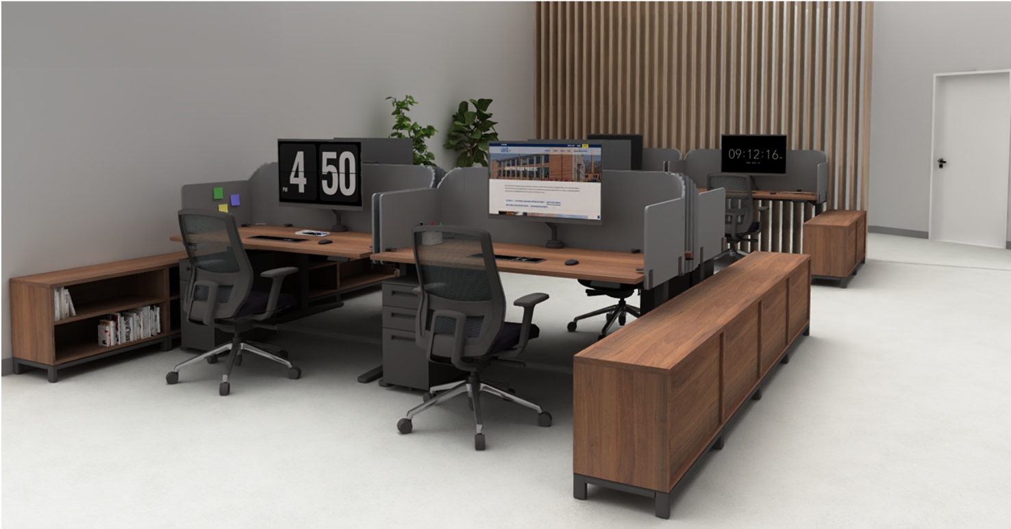 Government office designed by UPLIFT Desk's design team with standing desks and Mopac cabinets