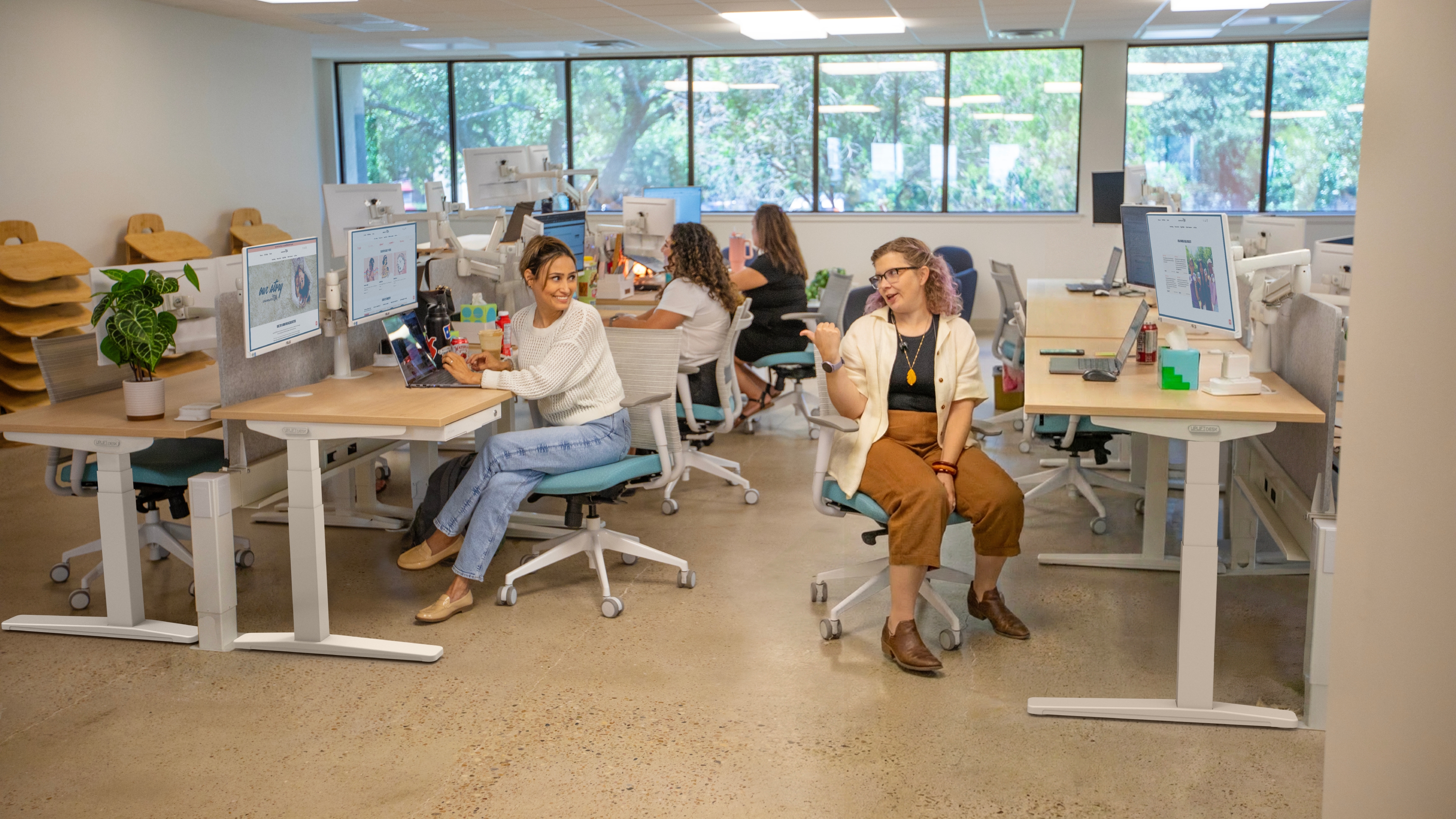 Business office for Legendairy Milk, outfitted by UPLIFT Desk Free Space Planning program.