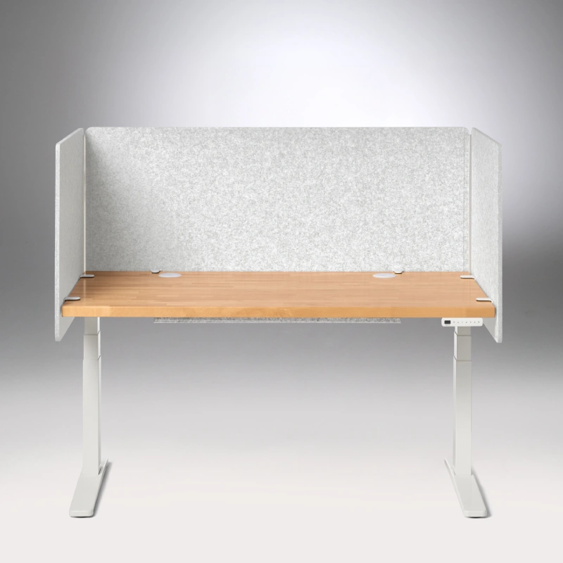 3- Sided Tall Acoustic Privacy Panels by UPLIFT Desk attached to an UPLIFT Standing Desk