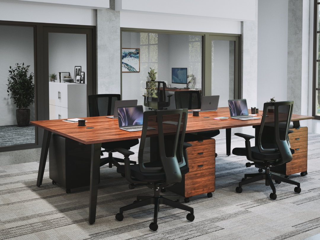 Group table with file cabinets by UPLIFT Desk