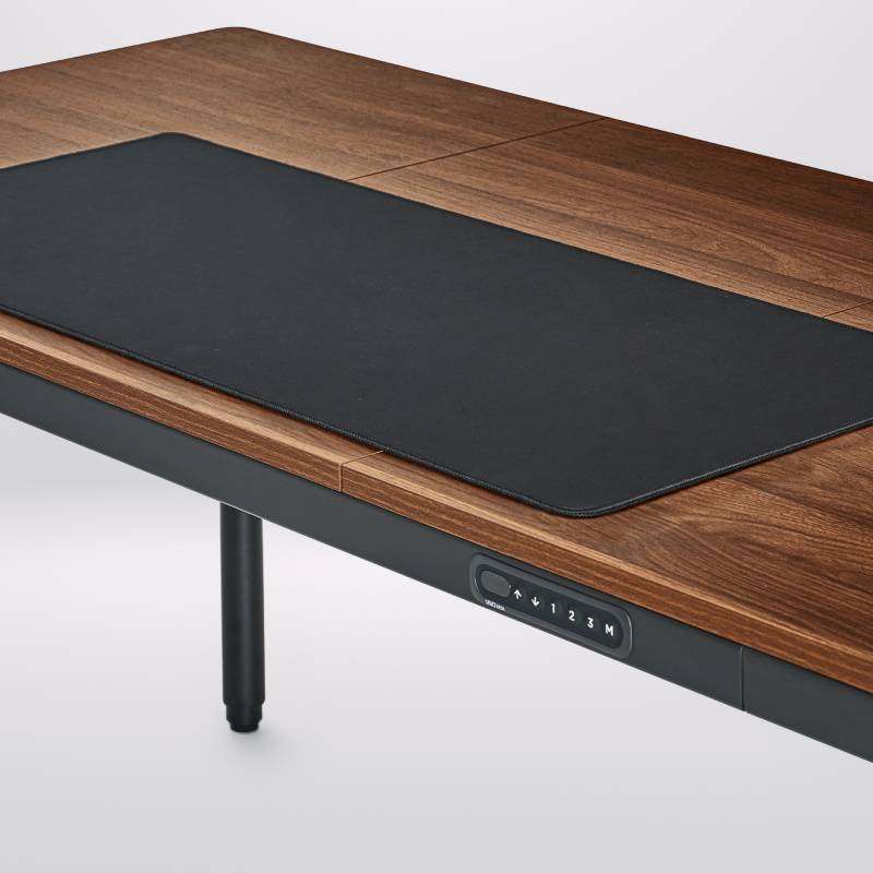 Included black mousepad on the QuadZen Standing Desk desktop
