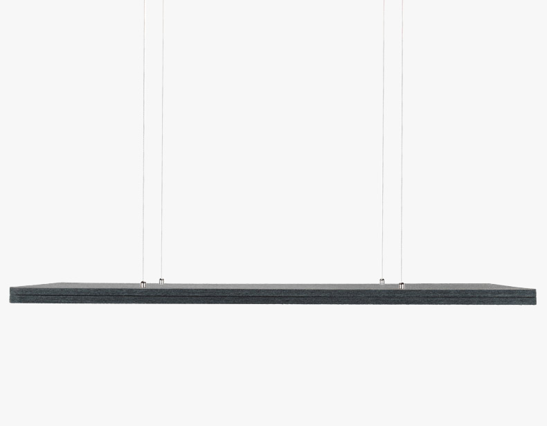 Rectangular Acoustic Ceiling Clouds hanging over a workstation
