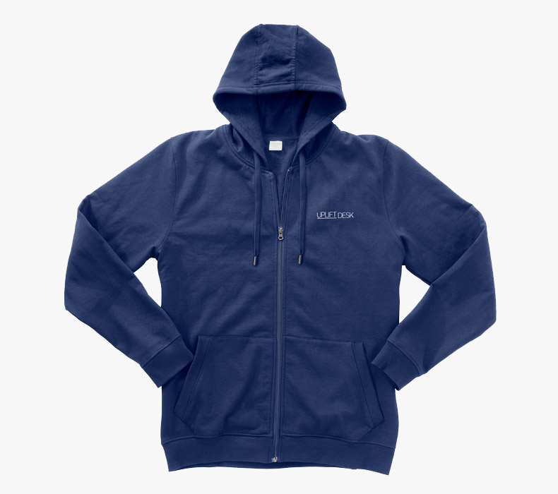 A navy UPLIFT Desk Full Zip Hoodie