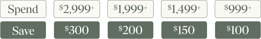 SUNNY coupon code, save $300 on $2999, save $200 on $1999, save $150, save $100 on $999