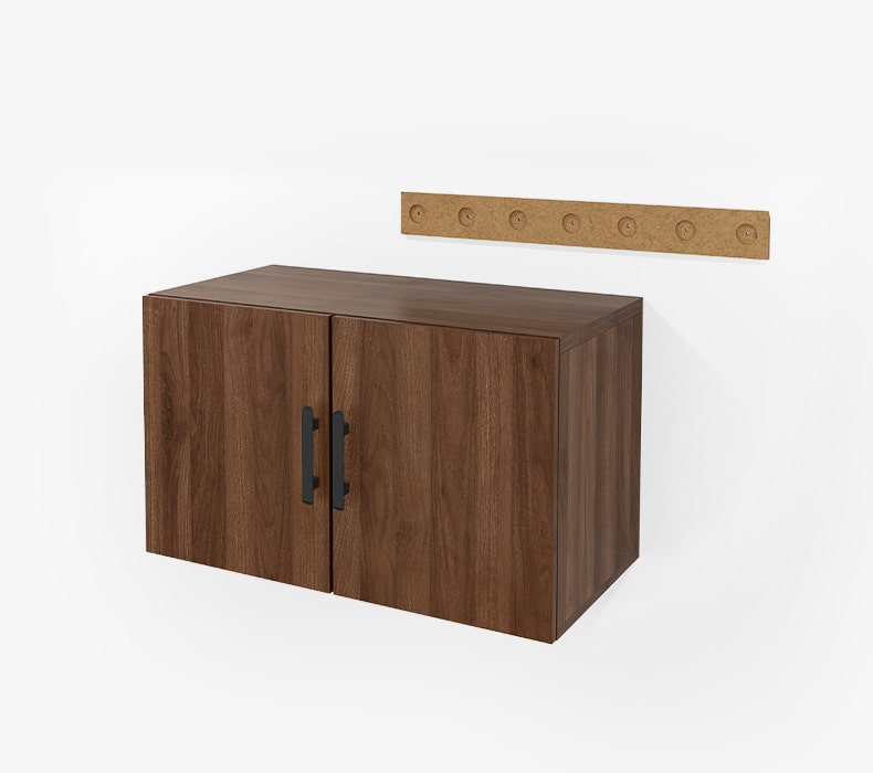 Walnut MoPac Overhead Cabinet with wall cleat
