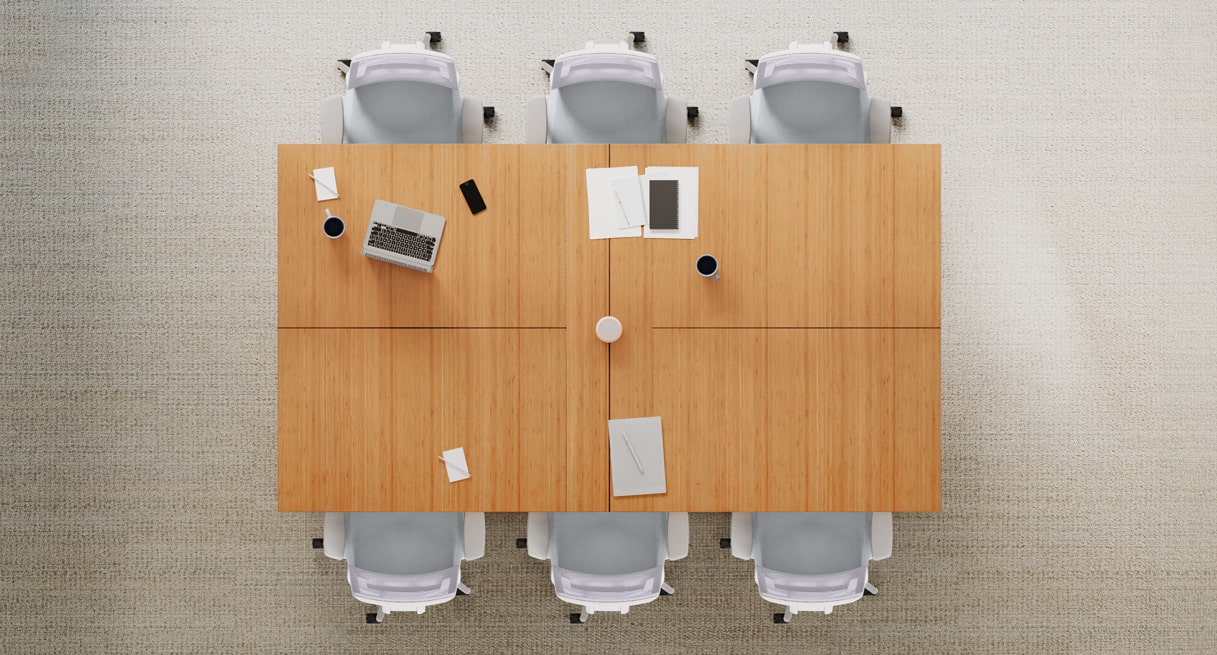 Seated Height Conference Table set up for ping-pong in an office space