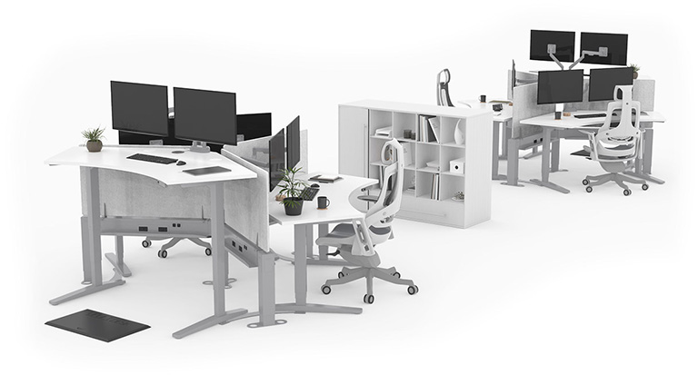 Office setup with the UPLIFT 120-Degree Standing Desks