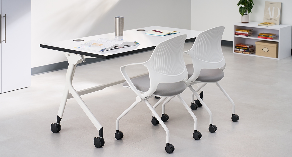 Quick to move, easy to store—Rollaway Nesting Chairs are built for agile workspaces.