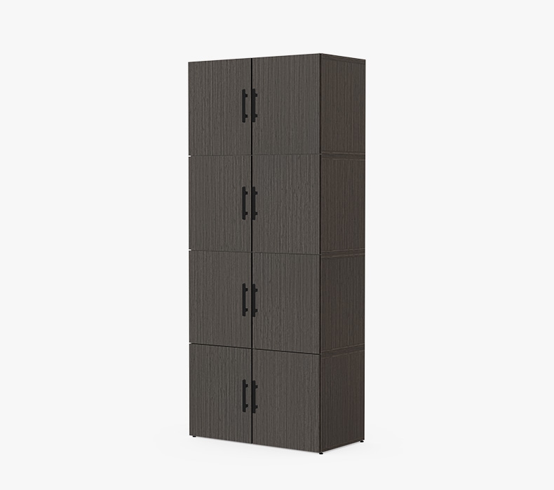Four stacked Ash Gray MoPac Cabinets