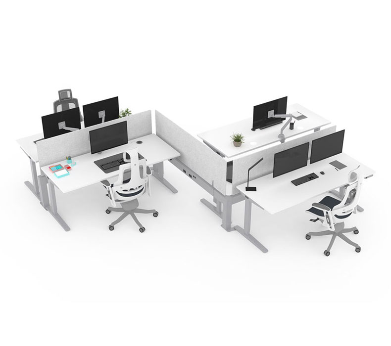 Herringbone Power & Data Rail configuration with light gray Privacy Panels