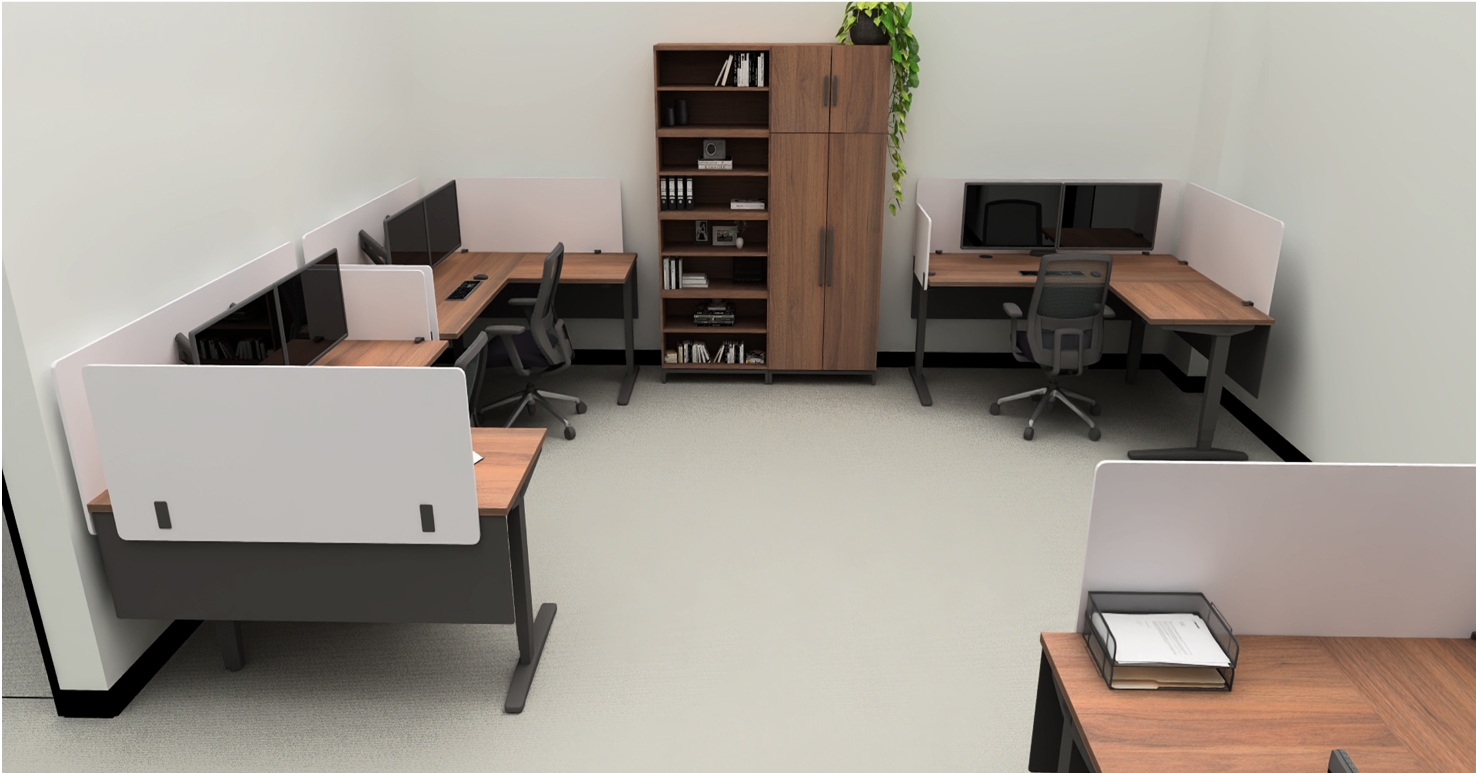 Government office designed by UPLIFT Desk's design team with privacy panels and height adjustable desks