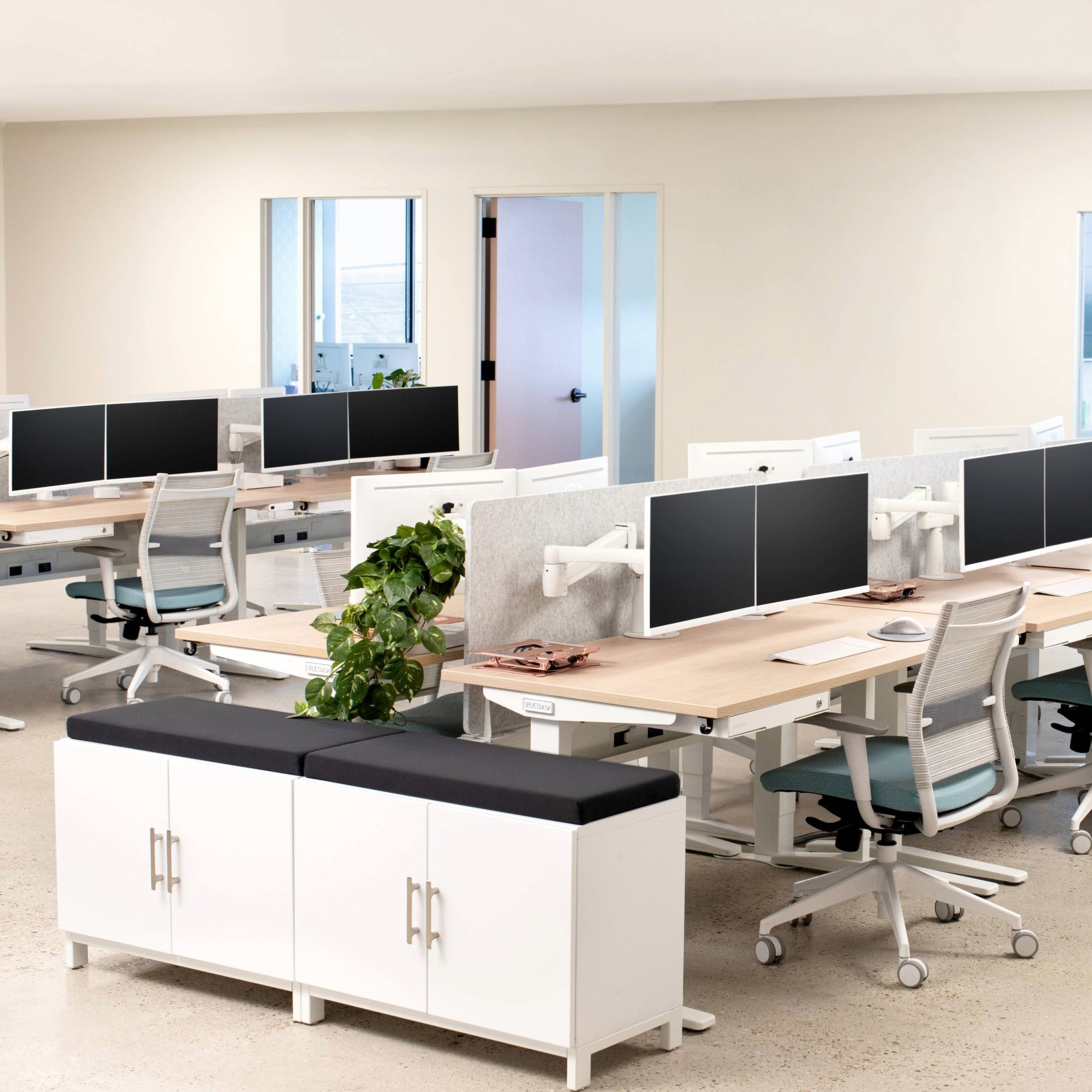 Corporate office of Legendairy Milk redesigned by UPLIFT Desk Design services team.