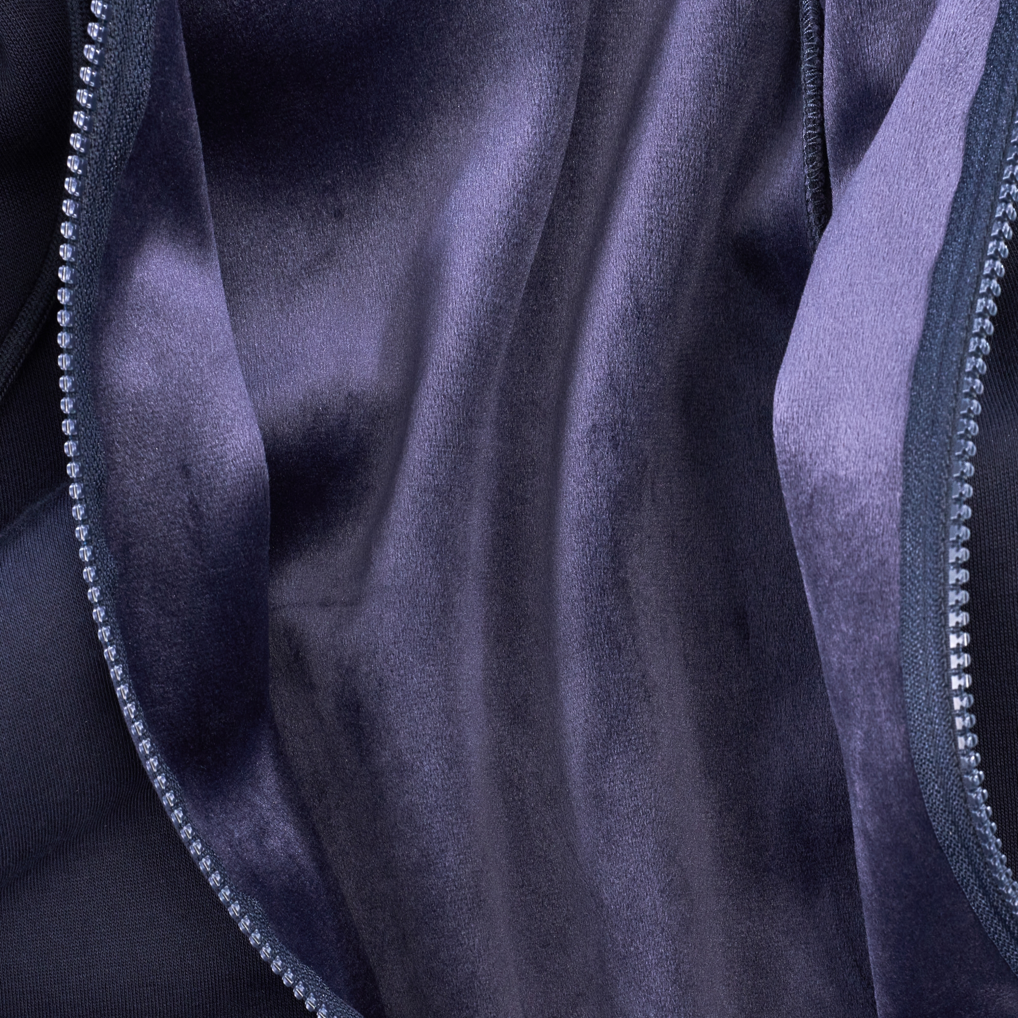Close up of the interior lining of the Full Zip Hoodie by UPLIFT Desk in Navy