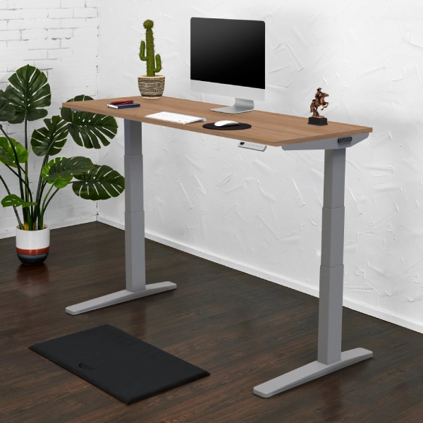 24 inch deep custom laminate 2-leg standing desk gray frame