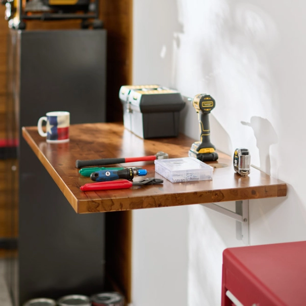 floating desk in garage