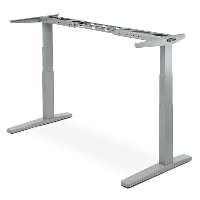 Uplift 2-leg standing desk frame in gray.