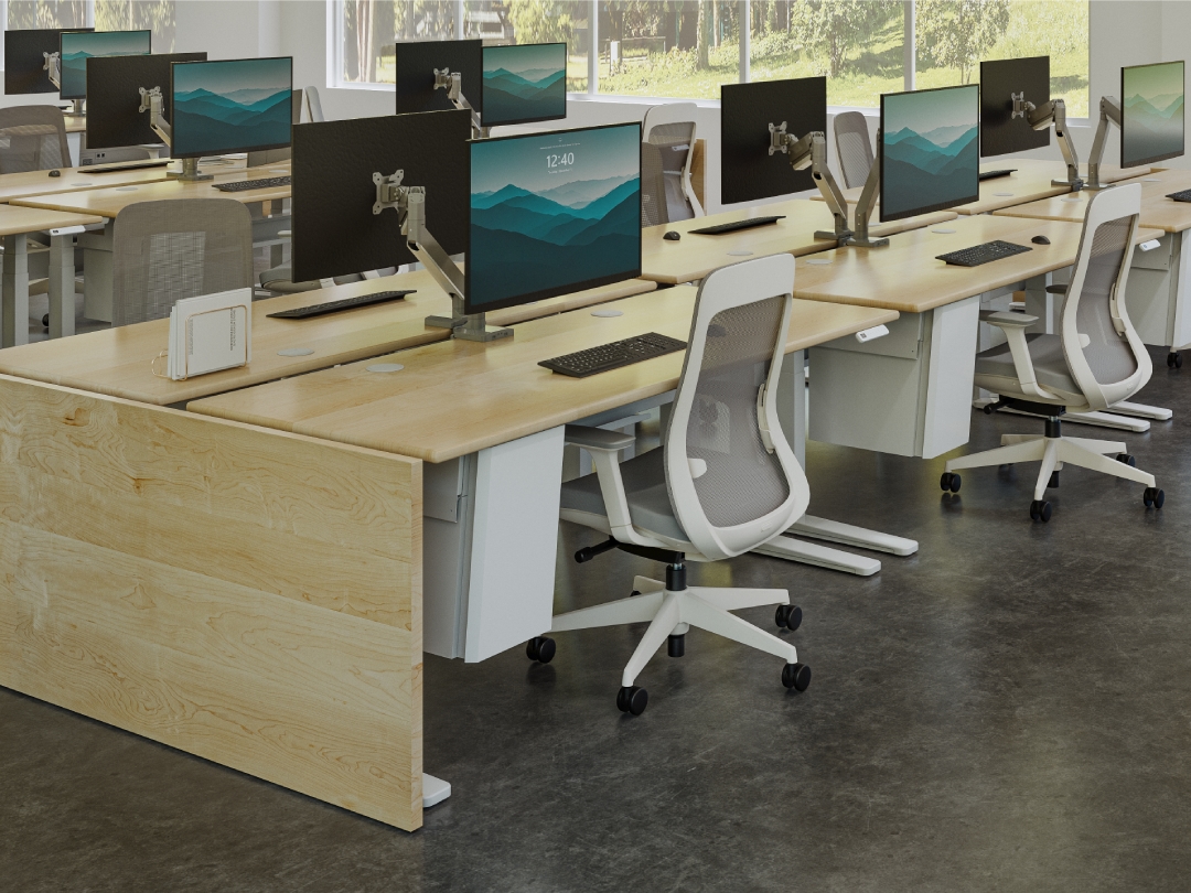 Deep desk drawer in office setting