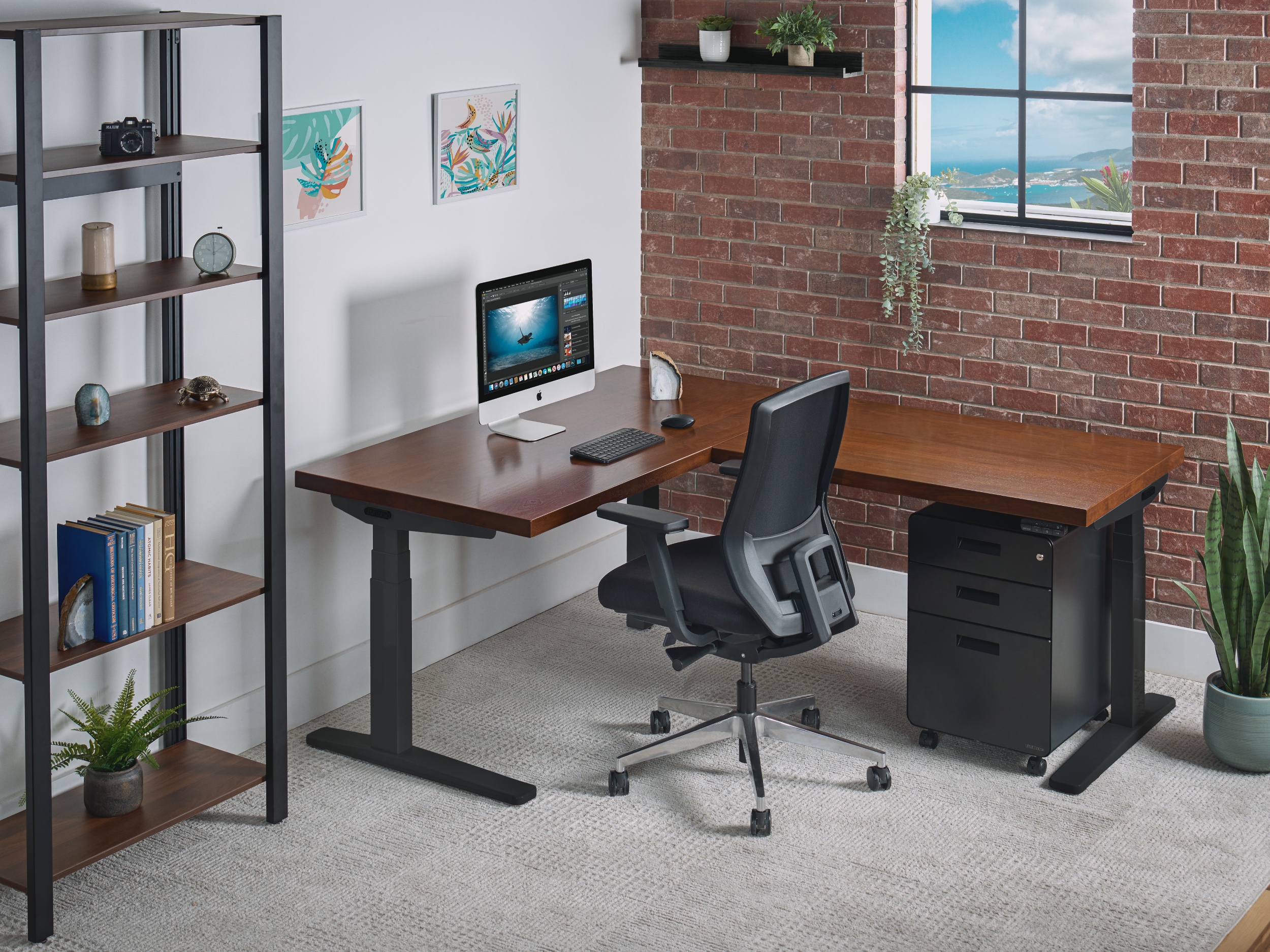 V3 L-Shaped Custom Solid Wood Walnut with Black Envoke