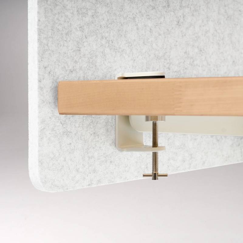 The desktop clamp included with 3-Sided Tall Acoustic Privacy Panels