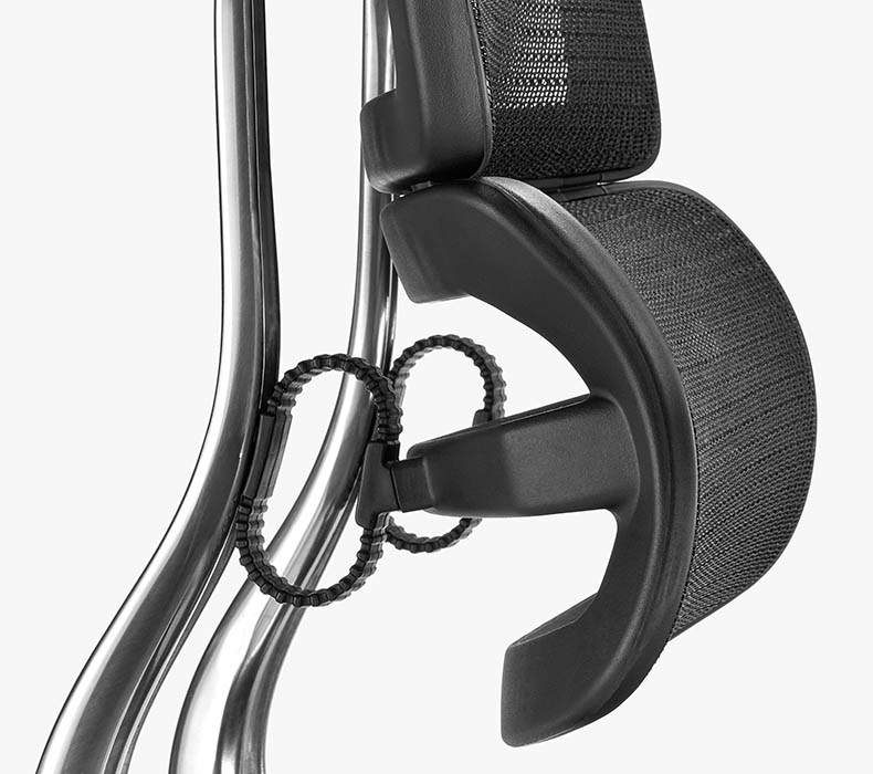 Close-up of the Intuition Chair's dynamic lumbar