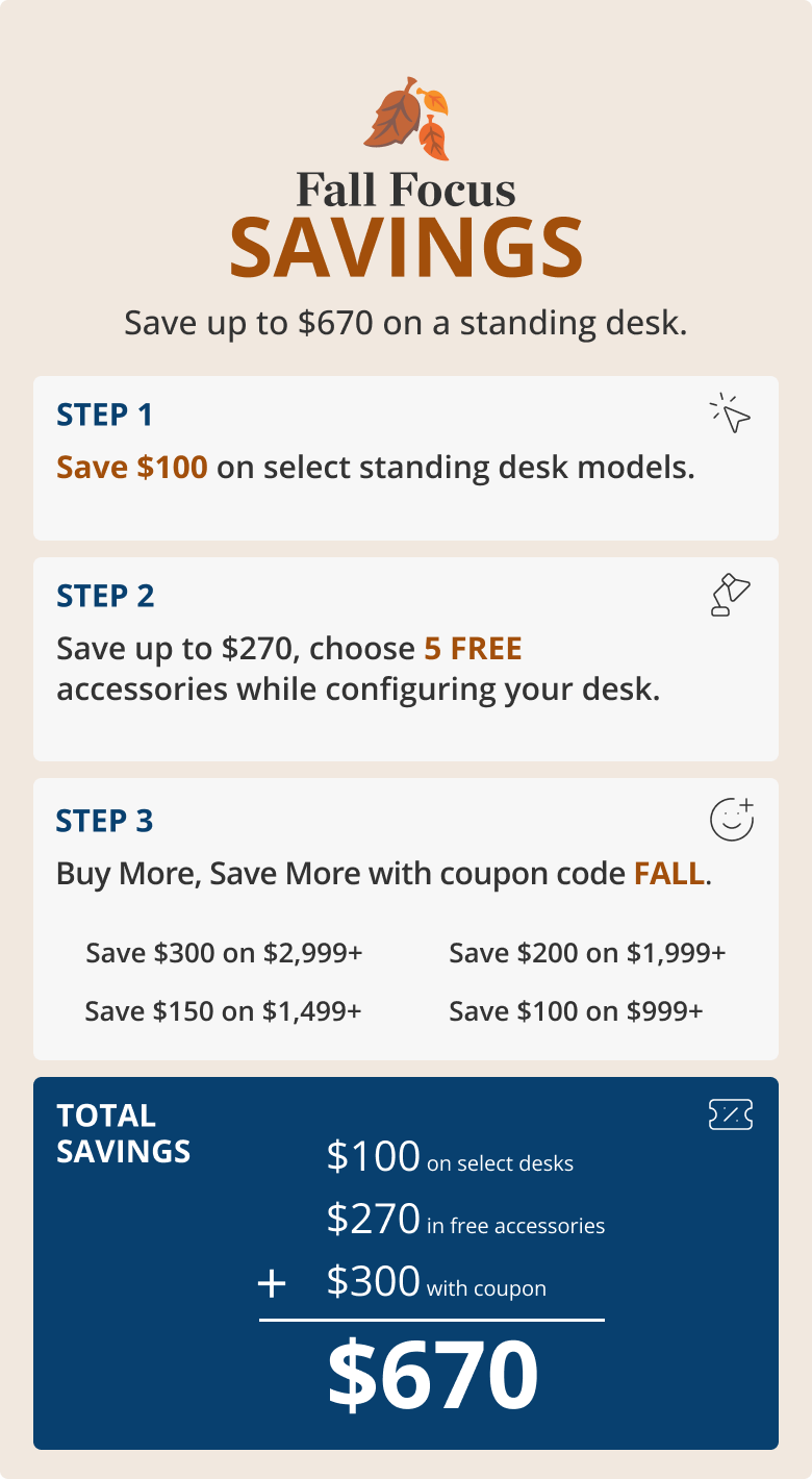 Fall Focus Savings: Save up to $670 on a Standing Desk