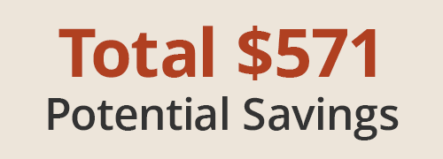Total $571 potential savings