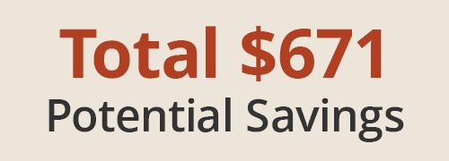 Potential savings Total $671