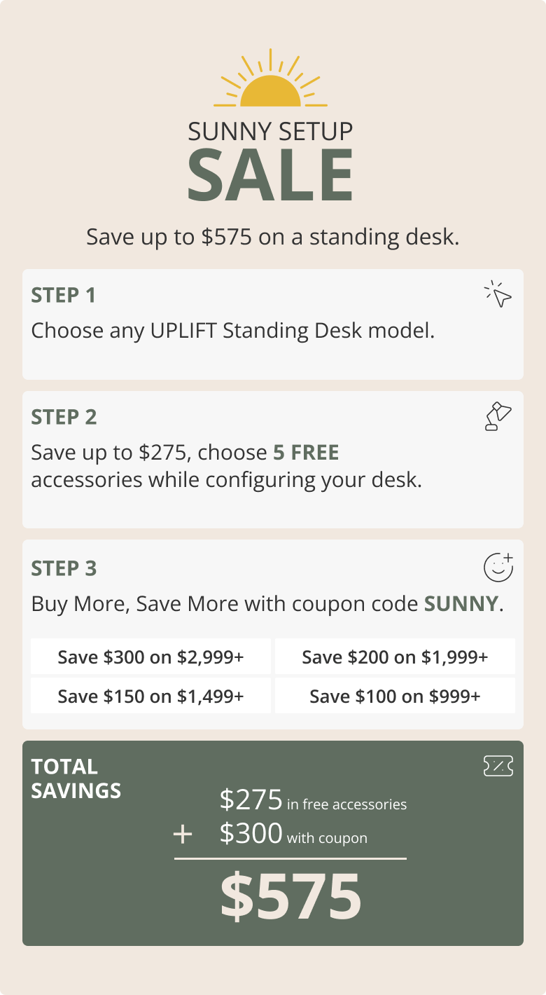 Sunny Setup Sale Save up to $575 on a Standing Desk