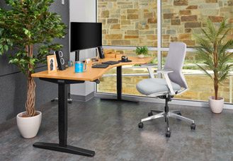 UPLIFT Curved Corner Standing Desk hover image