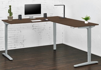 UPLIFT L-Shaped Custom Laminate Standing Desk, 3-Leg hover image