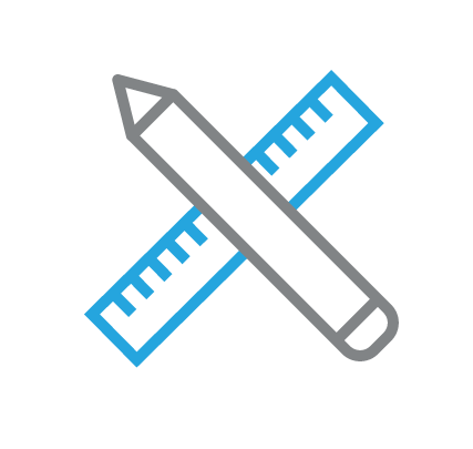 Icon of a pencil and ruler making a X