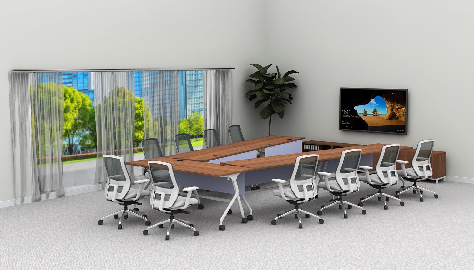 Flip Top Table conference room V-configuration