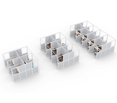 UPLIFT Focus workspaces with dual-row configurations, split panels, UPLIFT standing desks and UPLIFT Envoke chairs.