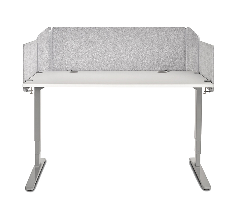 Privacy screen insert encloses desk corners to reduce noise